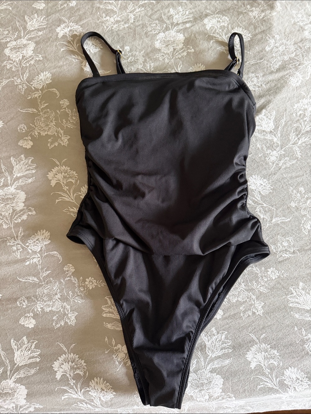 Shade & Shore Black One-Piece Swimsuit with Adjustable Straps